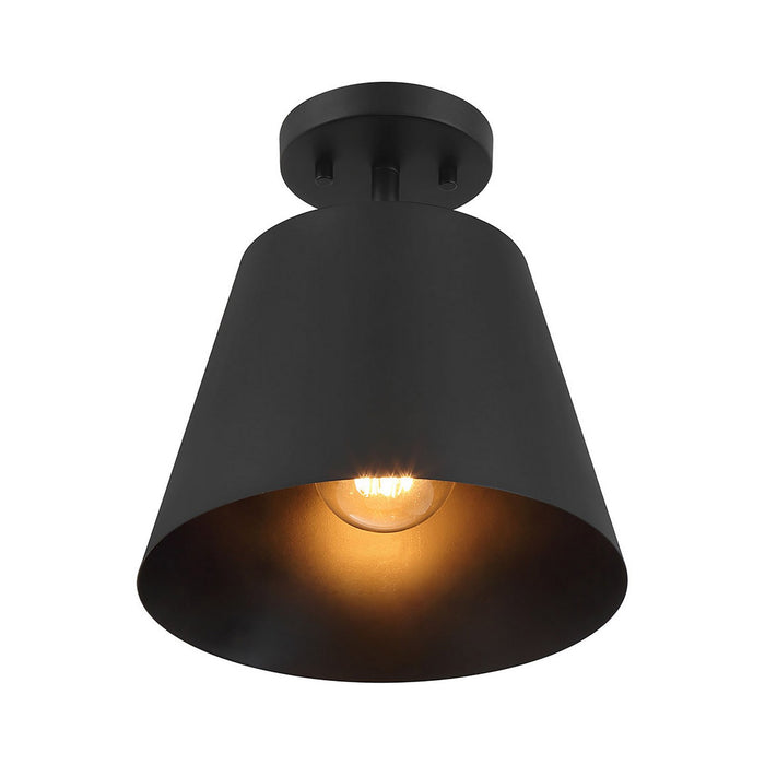 Meridian M60076MBK One Light Semi-Flush Mount, Matte Black