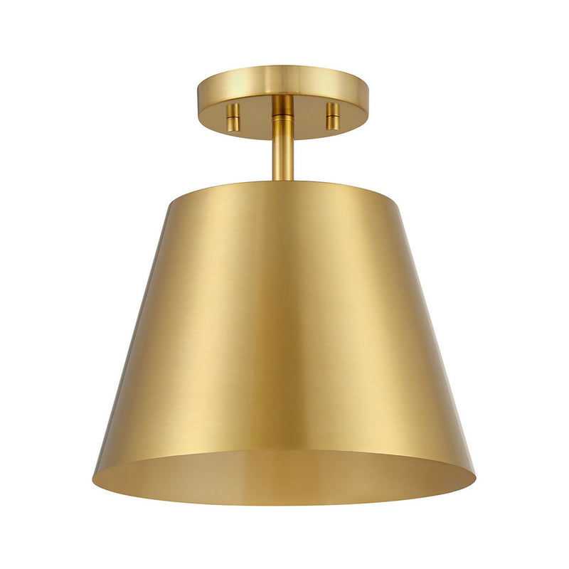 Meridian M60076NB One Light Semi-Flush Mount, Natural Brass