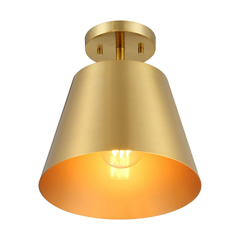 Meridian M60076NB One Light Semi-Flush Mount, Natural Brass