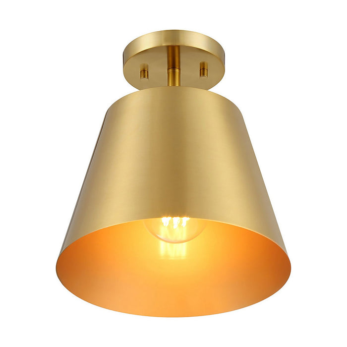 Meridian M60076NB One Light Semi-Flush Mount, Natural Brass