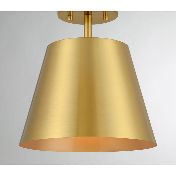 Meridian M60076NB One Light Semi-Flush Mount, Natural Brass