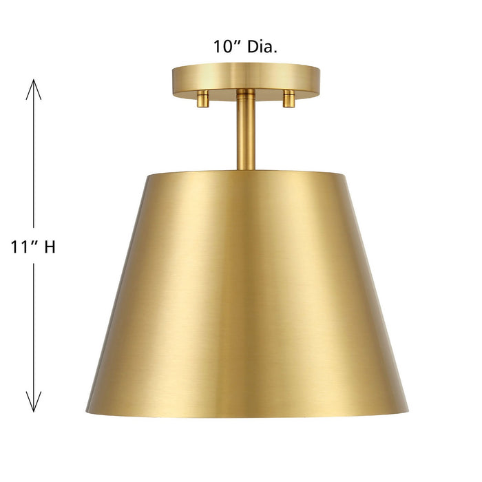 Meridian M60076NB One Light Semi-Flush Mount, Natural Brass
