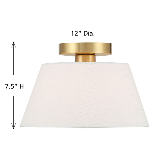 Meridian M60077NB Three Light Semi-Flush Mount, Natural Brass