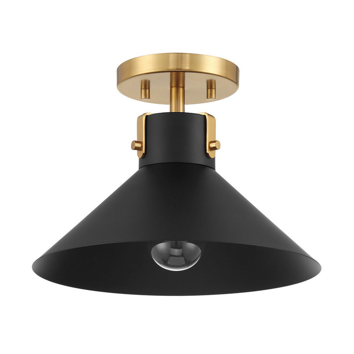 Meridian M60078MBKNB One Light Semi-Flush Mount, Matte Black and Natural Brass