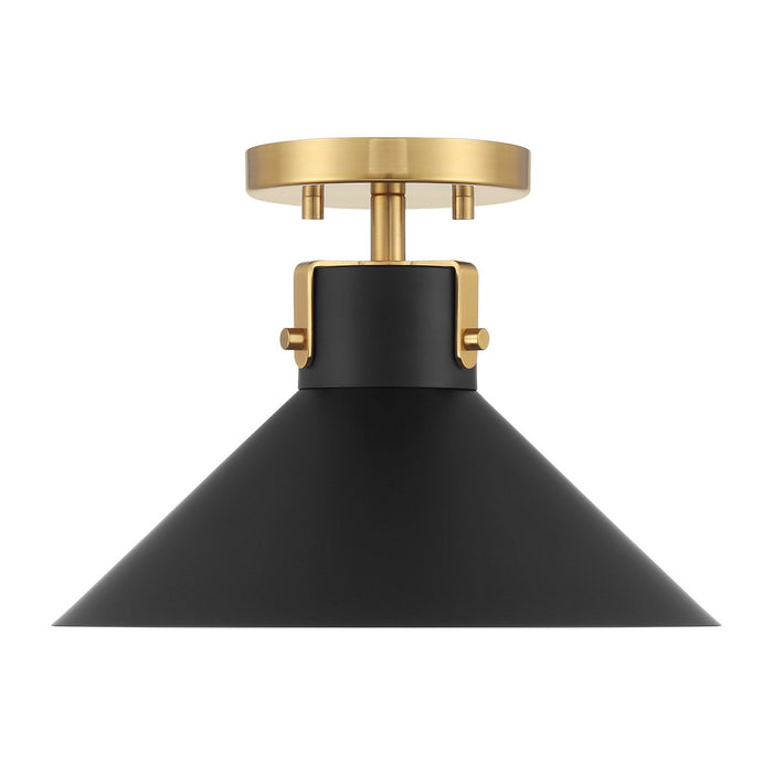 Meridian M60078MBKNB One Light Semi-Flush Mount, Matte Black and Natural Brass