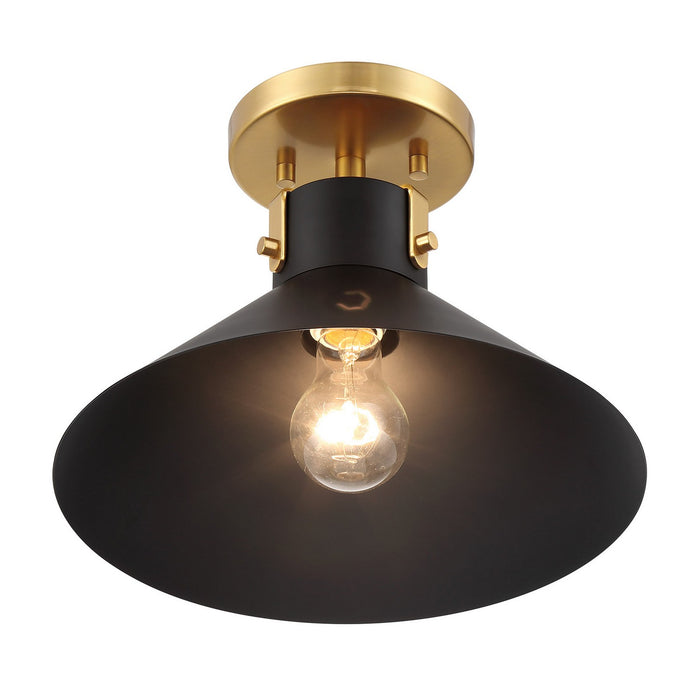 Meridian M60078MBKNB One Light Semi-Flush Mount, Matte Black and Natural Brass