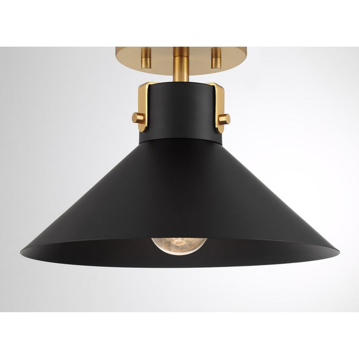 Meridian M60078MBKNB One Light Semi-Flush Mount, Matte Black and Natural Brass