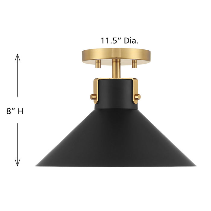 Meridian M60078MBKNB One Light Semi-Flush Mount, Matte Black and Natural Brass