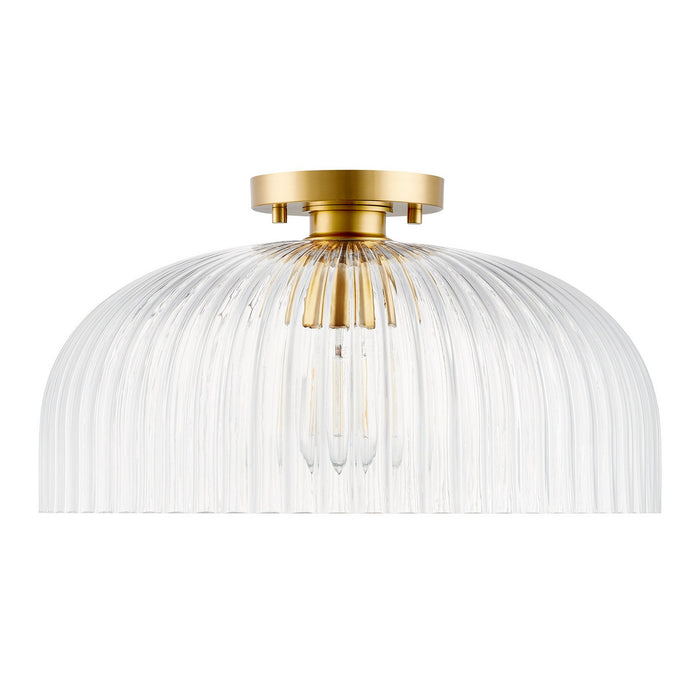 Meridian M60080NB One Light Semi-Flush Mount, Natural Brass