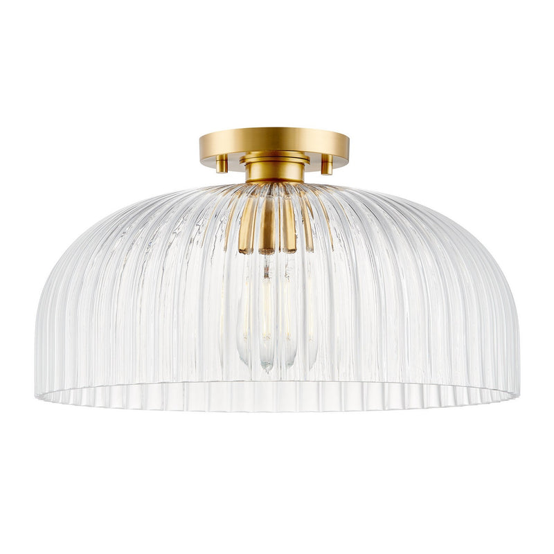 Meridian M60080NB One Light Semi-Flush Mount, Natural Brass