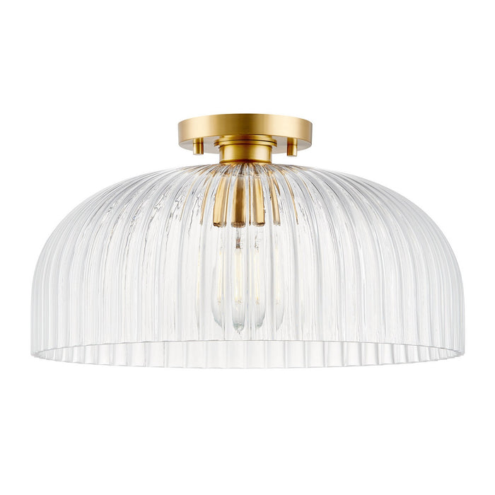 Meridian M60080NB One Light Semi-Flush Mount, Natural Brass