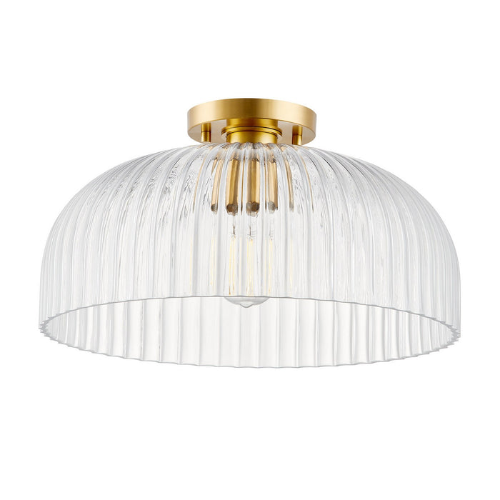 Meridian M60080NB One Light Semi-Flush Mount, Natural Brass