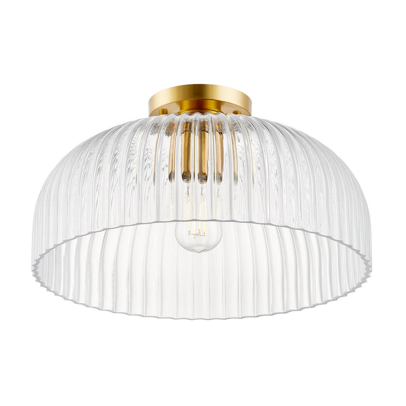 Meridian M60080NB One Light Semi-Flush Mount, Natural Brass