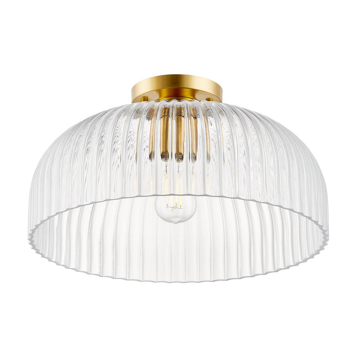 Meridian M60080NB One Light Semi-Flush Mount, Natural Brass