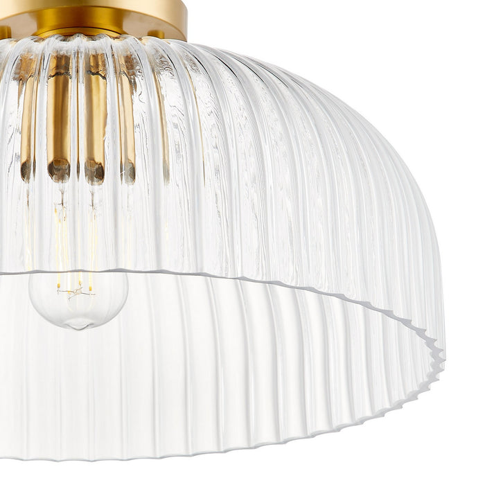 Meridian M60080NB One Light Semi-Flush Mount, Natural Brass