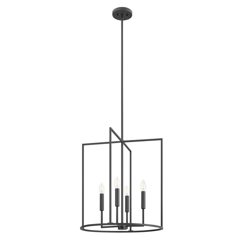 Meridian M7044MBK Four Light Pendant, Matte Black
