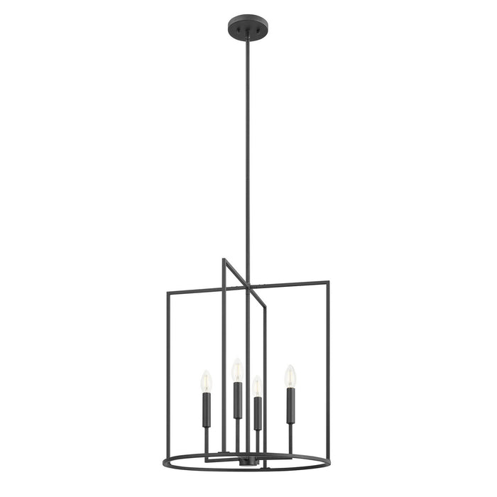 Meridian M7044MBK Four Light Pendant, Matte Black