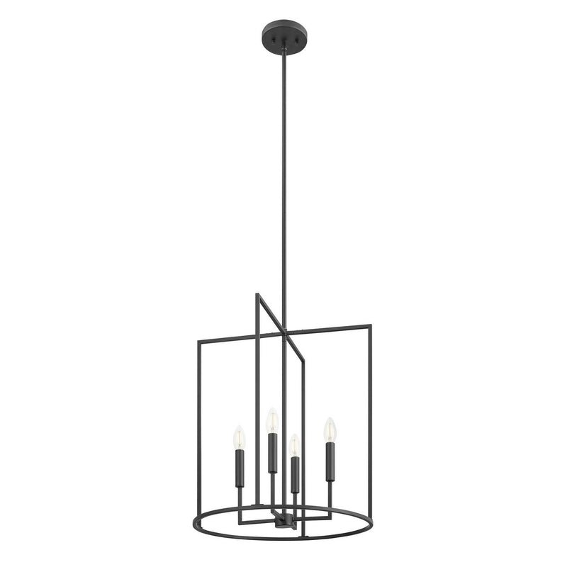 Meridian M7044MBK Four Light Pendant, Matte Black
