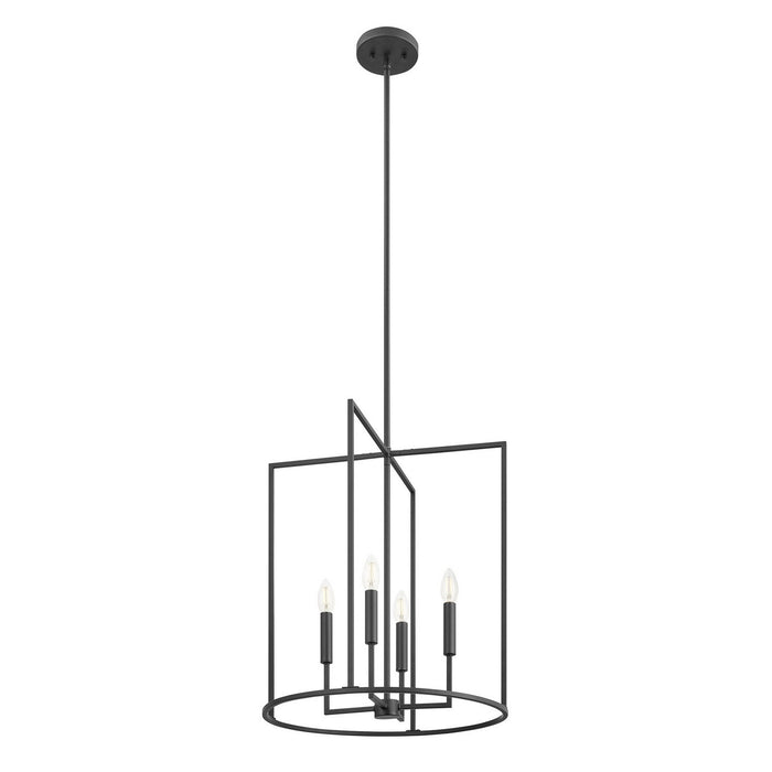 Meridian M7044MBK Four Light Pendant, Matte Black