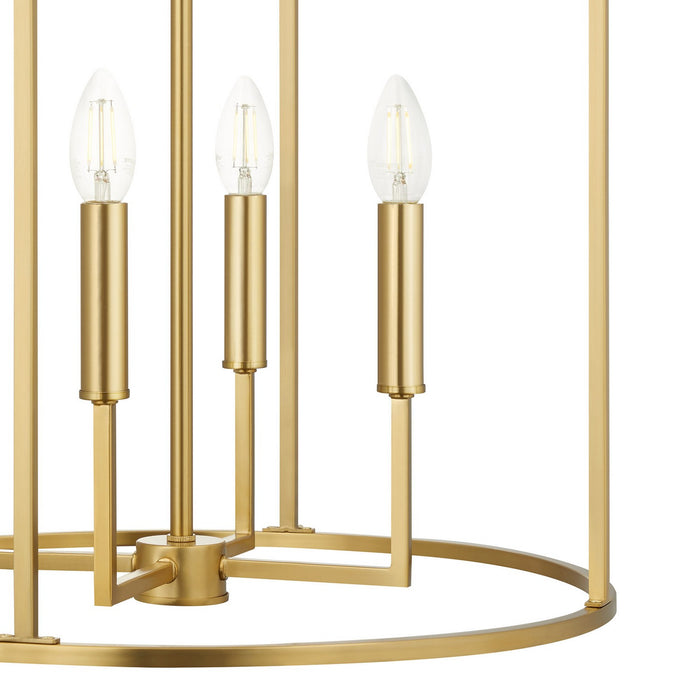 Meridian M7044NB Four Light Pendant, Natural Brass
