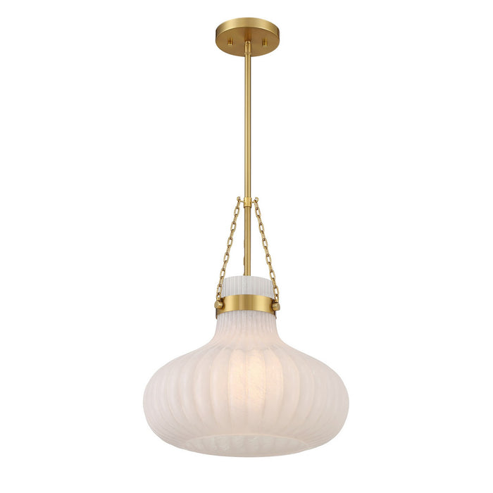 Meridian M7046NB One Light Pendant, Natural Brass