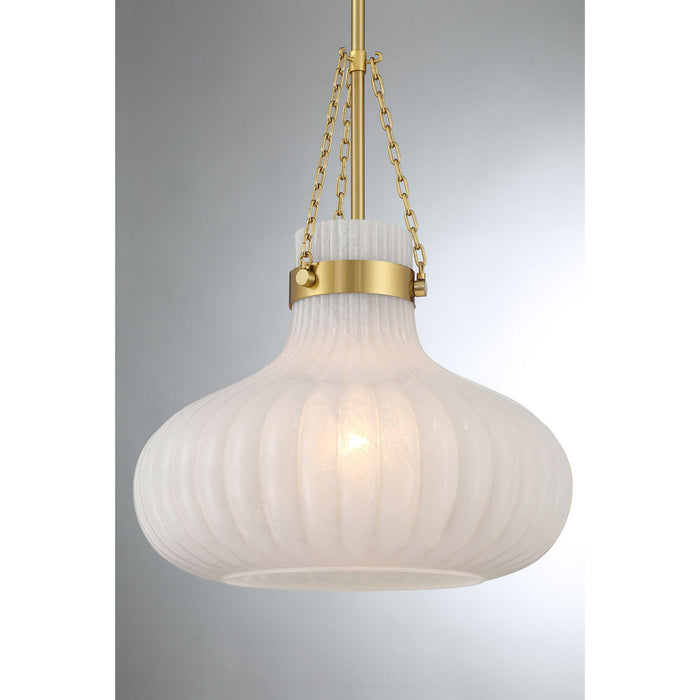 Meridian M7046NB One Light Pendant, Natural Brass
