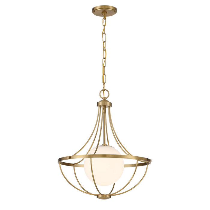 Meridian M7047NB One Light Pendant, Natural Brass