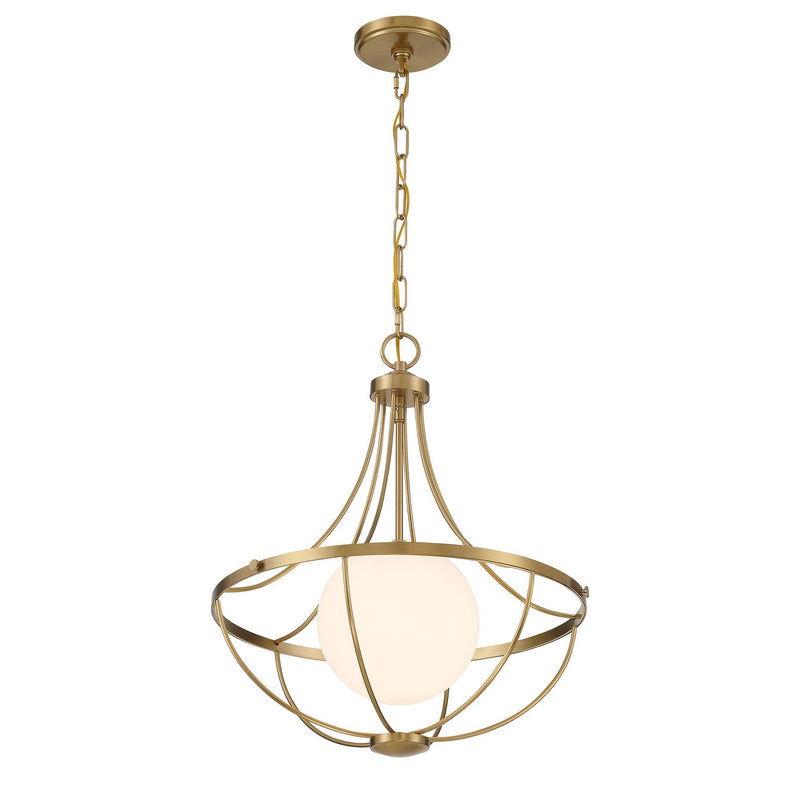Meridian M7047NB One Light Pendant, Natural Brass