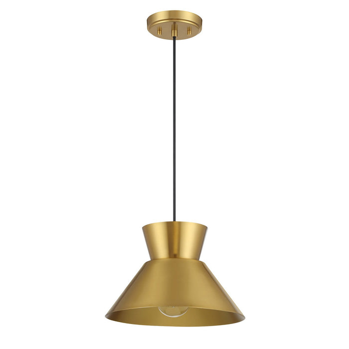 Meridian M7049NB One Light Pendant, Natural Brass