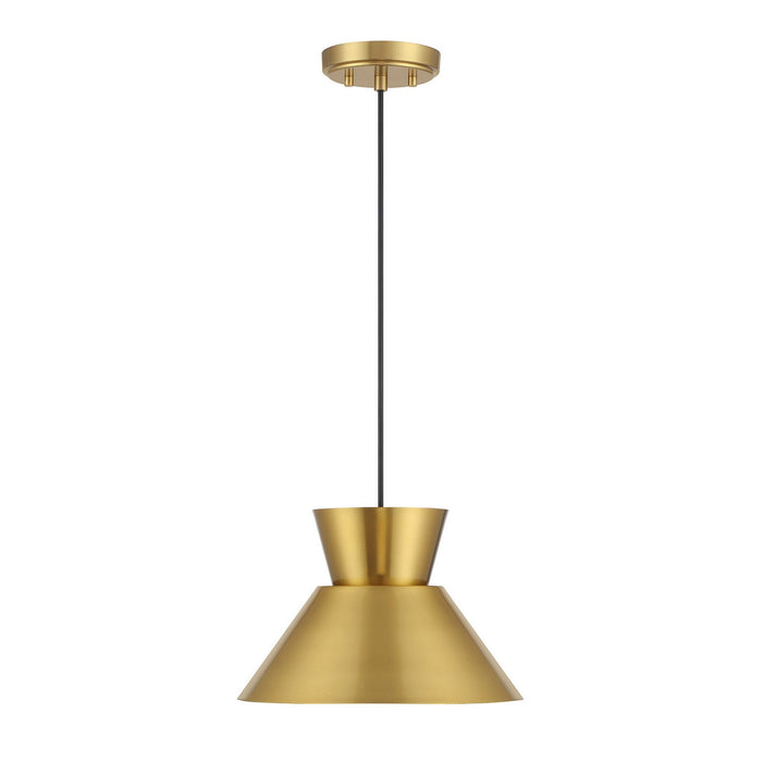 Meridian M7049NB One Light Pendant, Natural Brass