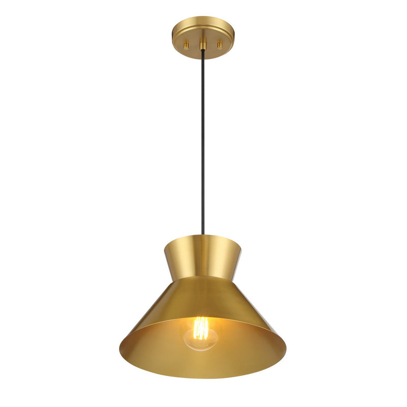 Meridian M7049NB One Light Pendant, Natural Brass