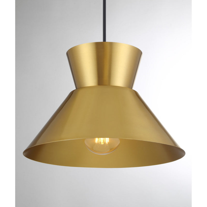 Meridian M7049NB One Light Pendant, Natural Brass