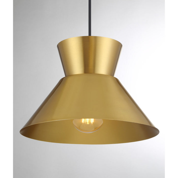 Meridian M7049NB One Light Pendant, Natural Brass