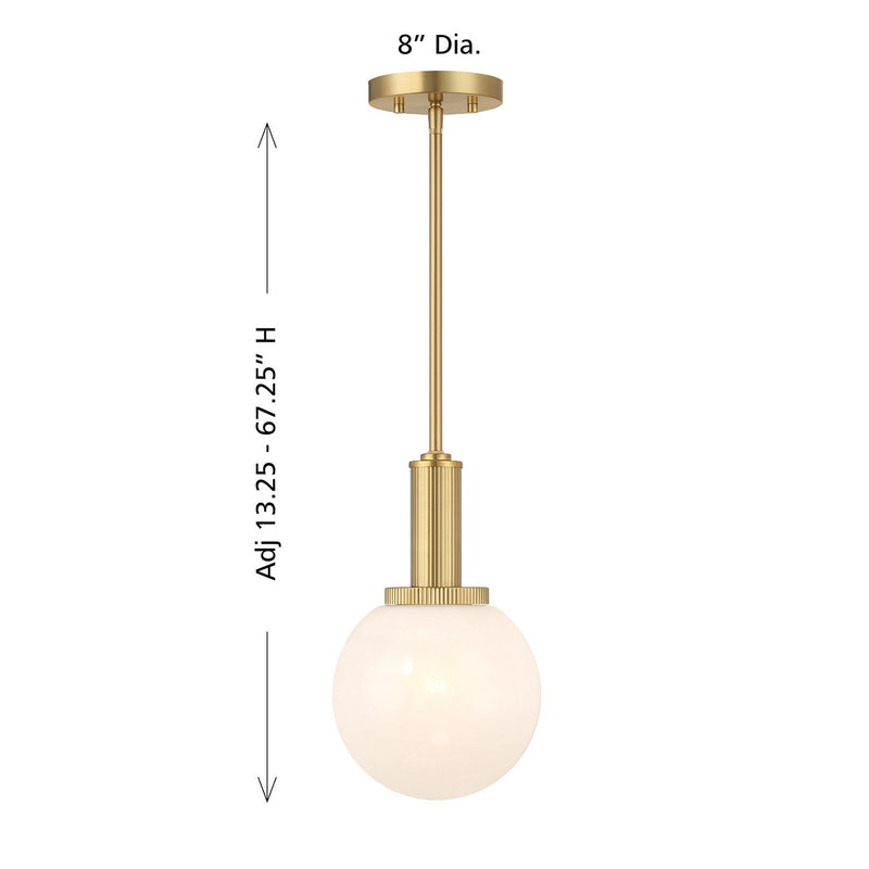 Meridian M7050NB One Light Pendant, Natural Brass