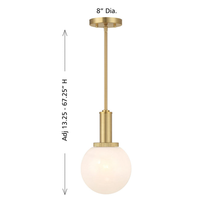 Meridian M7050NB One Light Pendant, Natural Brass