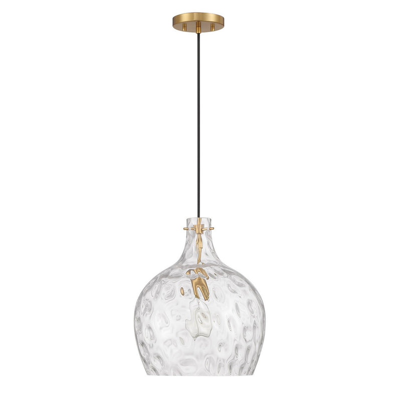 Meridian M7053NB One Light Pendant, Natural Brass