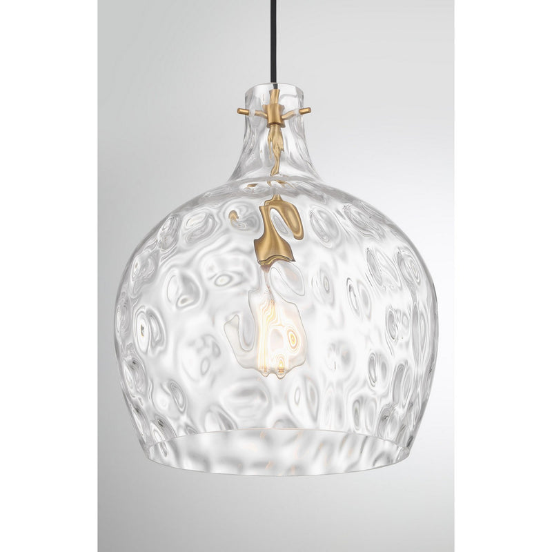 Meridian M7053NB One Light Pendant, Natural Brass