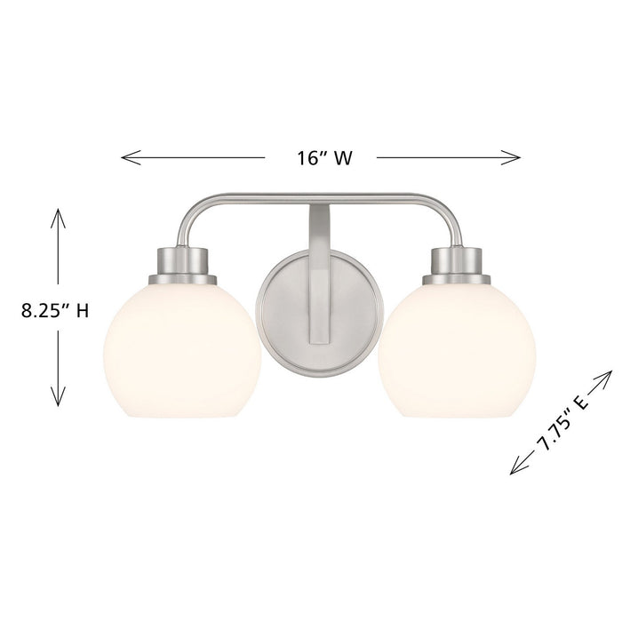 Meridian M80080BN Two Light Bathroom Vanity, Brushed Nickel