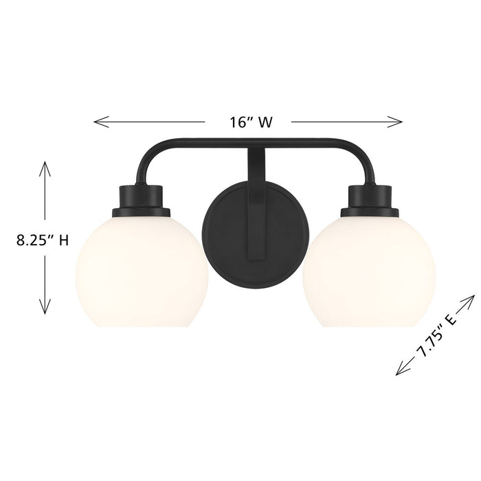 Meridian M80080MBK Two Light Bathroom Vanity, Matte Black