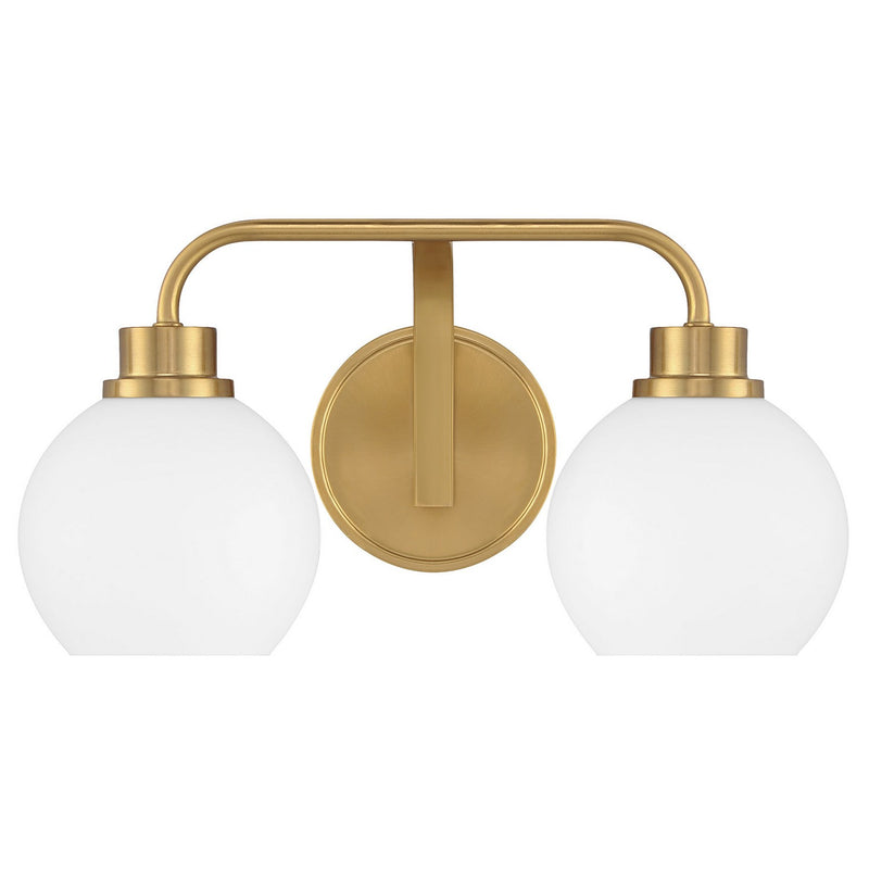 Meridian M80080NB Two Light Bathroom Vanity, Natural Brass