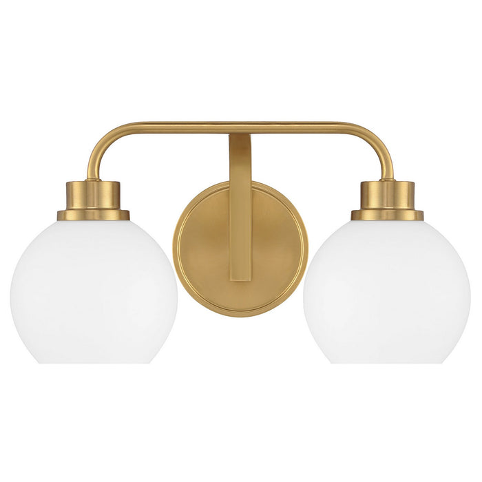 Meridian M80080NB Two Light Bathroom Vanity, Natural Brass