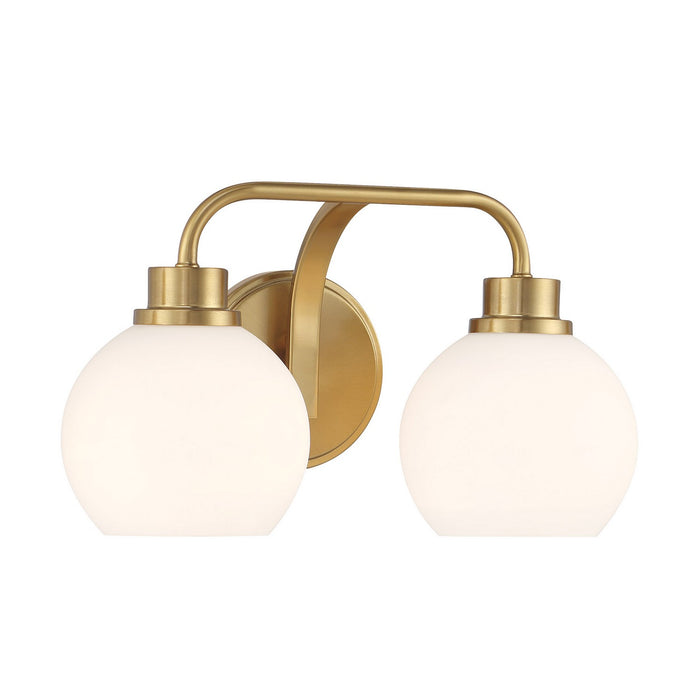 Meridian M80080NB Two Light Bathroom Vanity, Natural Brass