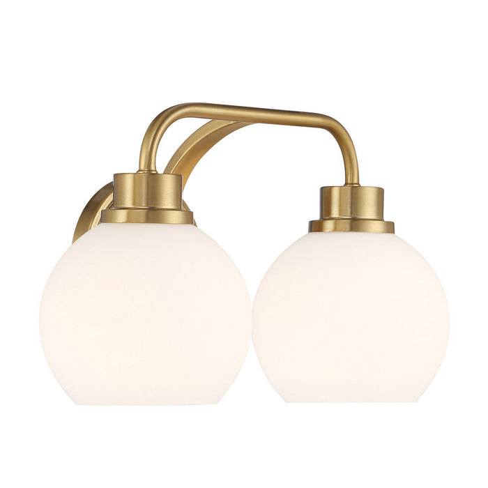 Meridian M80080NB Two Light Bathroom Vanity, Natural Brass