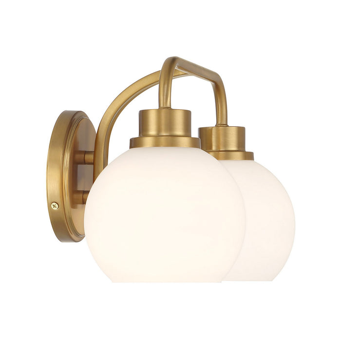 Meridian M80080NB Two Light Bathroom Vanity, Natural Brass