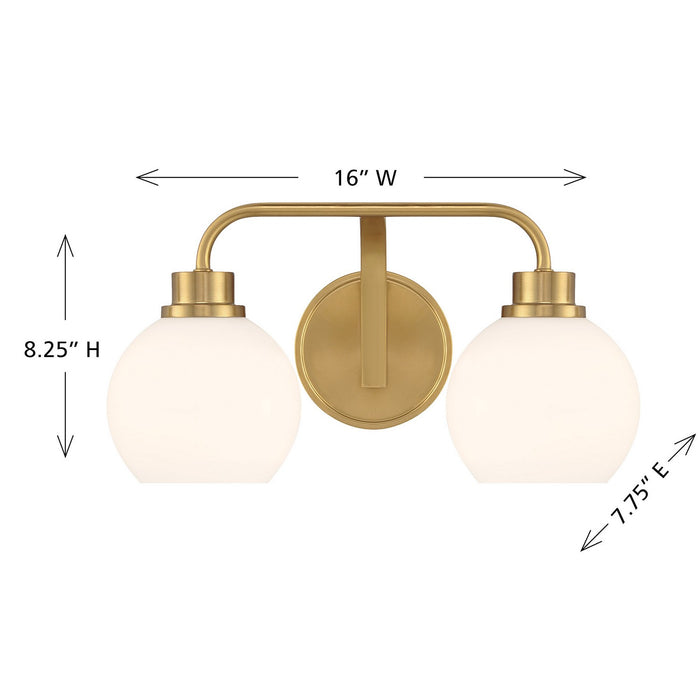 Meridian M80080NB Two Light Bathroom Vanity, Natural Brass