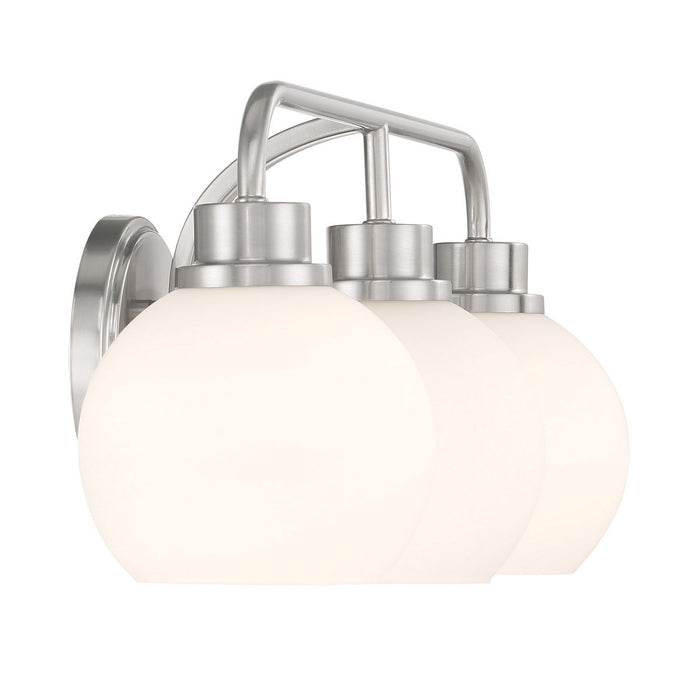 Meridian M80081BN Three Light Bathroom Vanity, Brushed Nickel