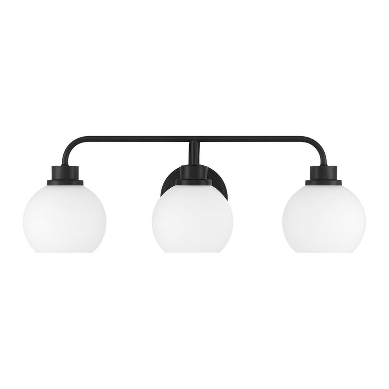 Meridian M80081MBK Three Light Bathroom Vanity, Matte Black
