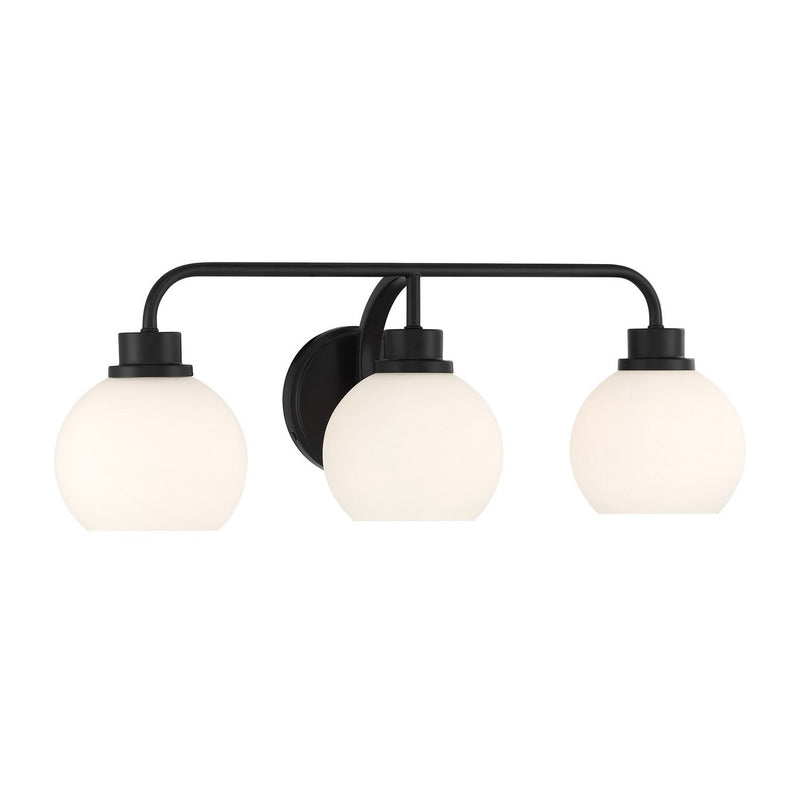Meridian M80081MBK Three Light Bathroom Vanity, Matte Black