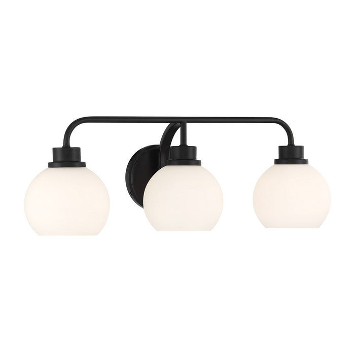 Meridian M80081MBK Three Light Bathroom Vanity, Matte Black