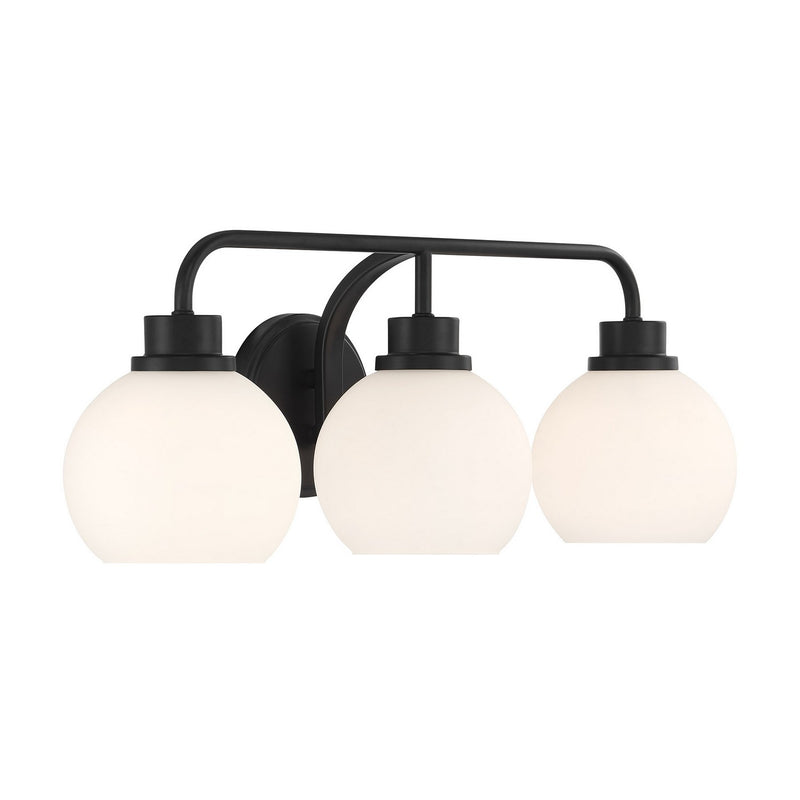 Meridian M80081MBK Three Light Bathroom Vanity, Matte Black